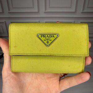 PRADA Green Nylon Compact Wallet Triangle Logo | Vintage Prada Authentic